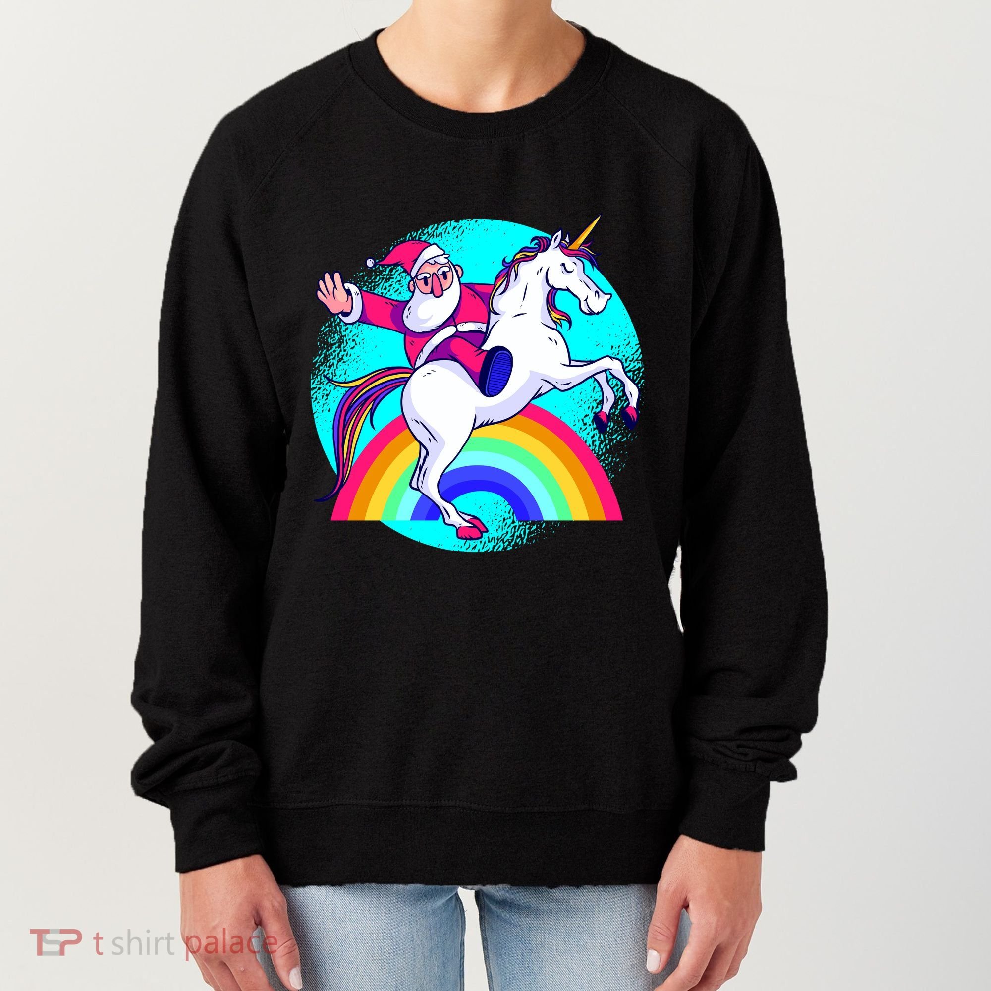 Santa Riding Unicorn Women's Sweatshirt