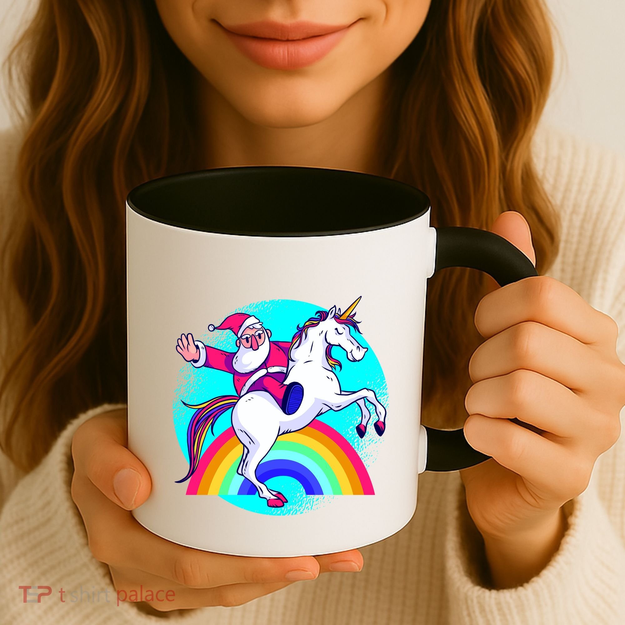 Santa Riding Unicorn Coffee Mug