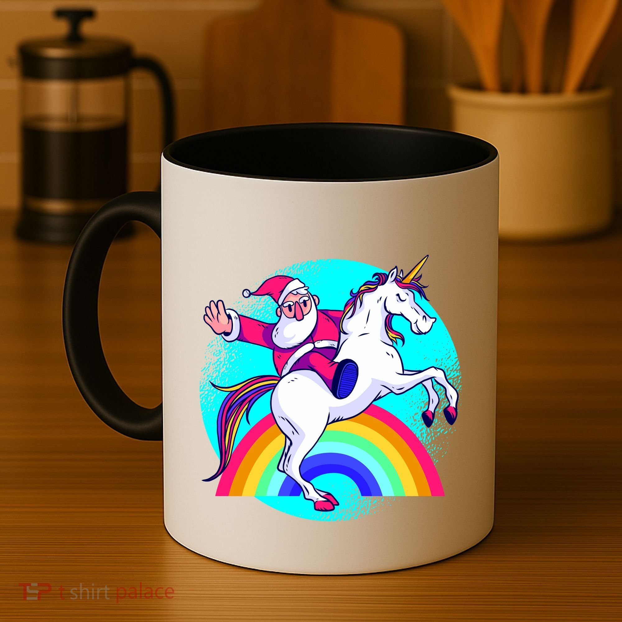 Santa Riding Unicorn Coffee Mug