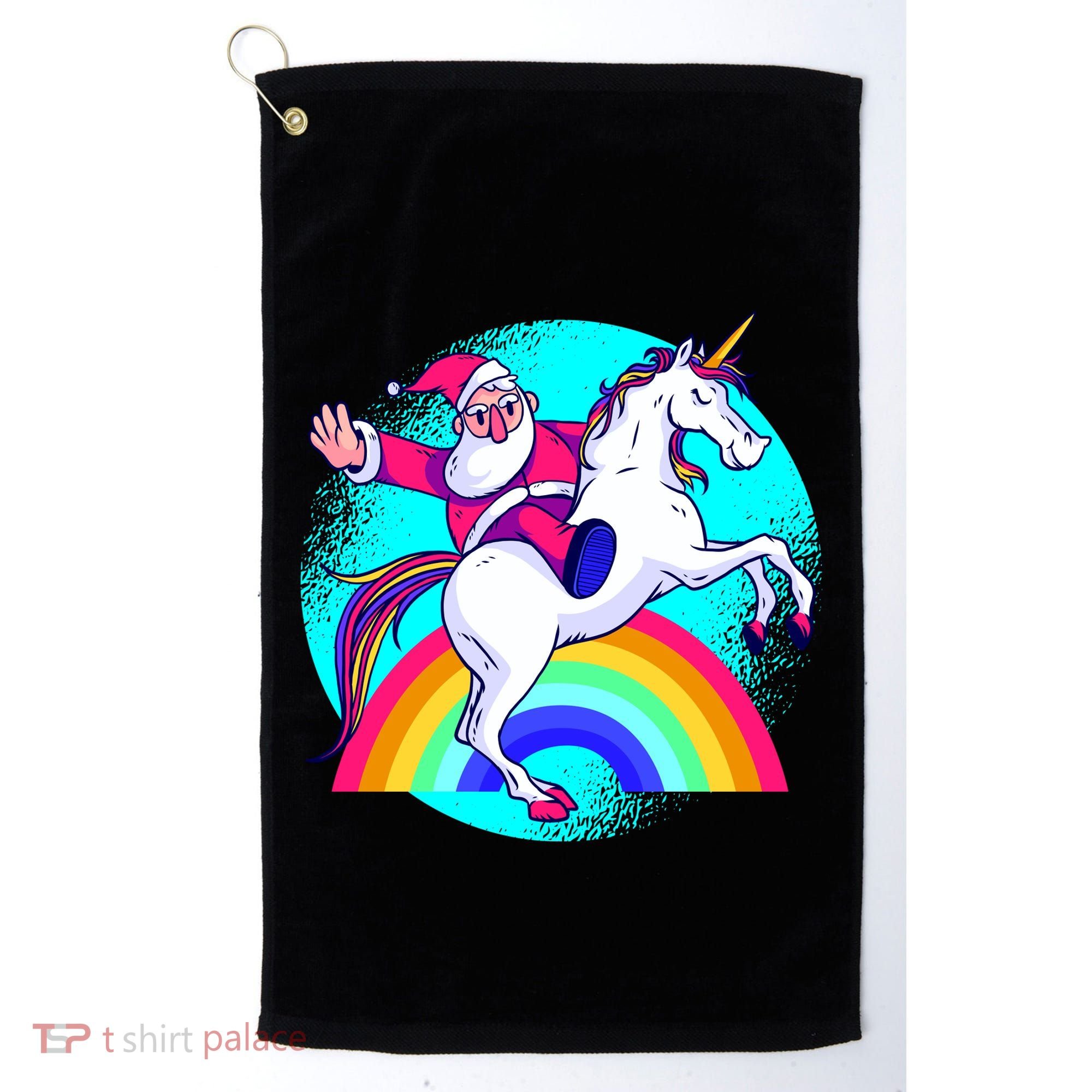 Santa Riding Unicorn Golf Towel