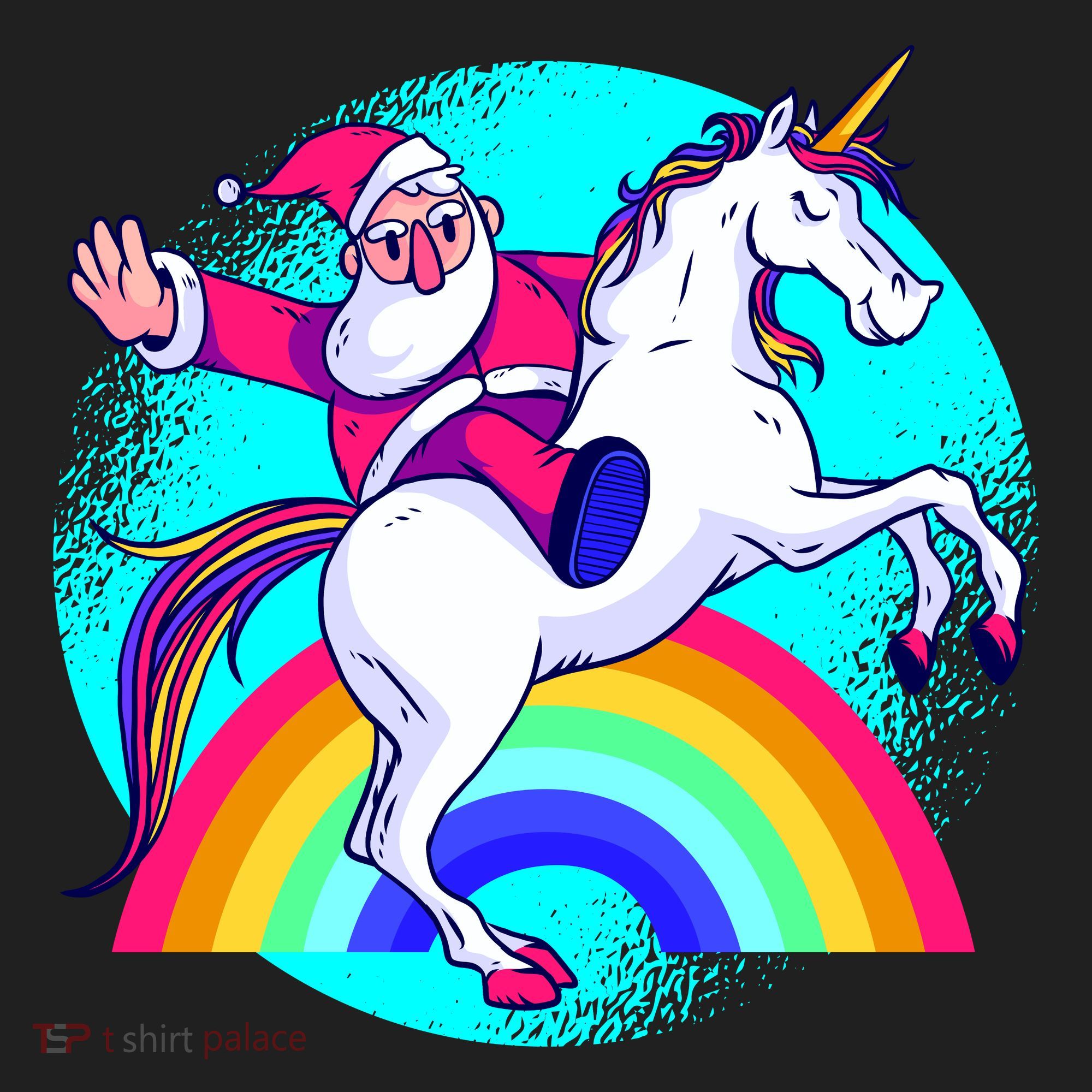Santa Riding Unicorn Golf Towel