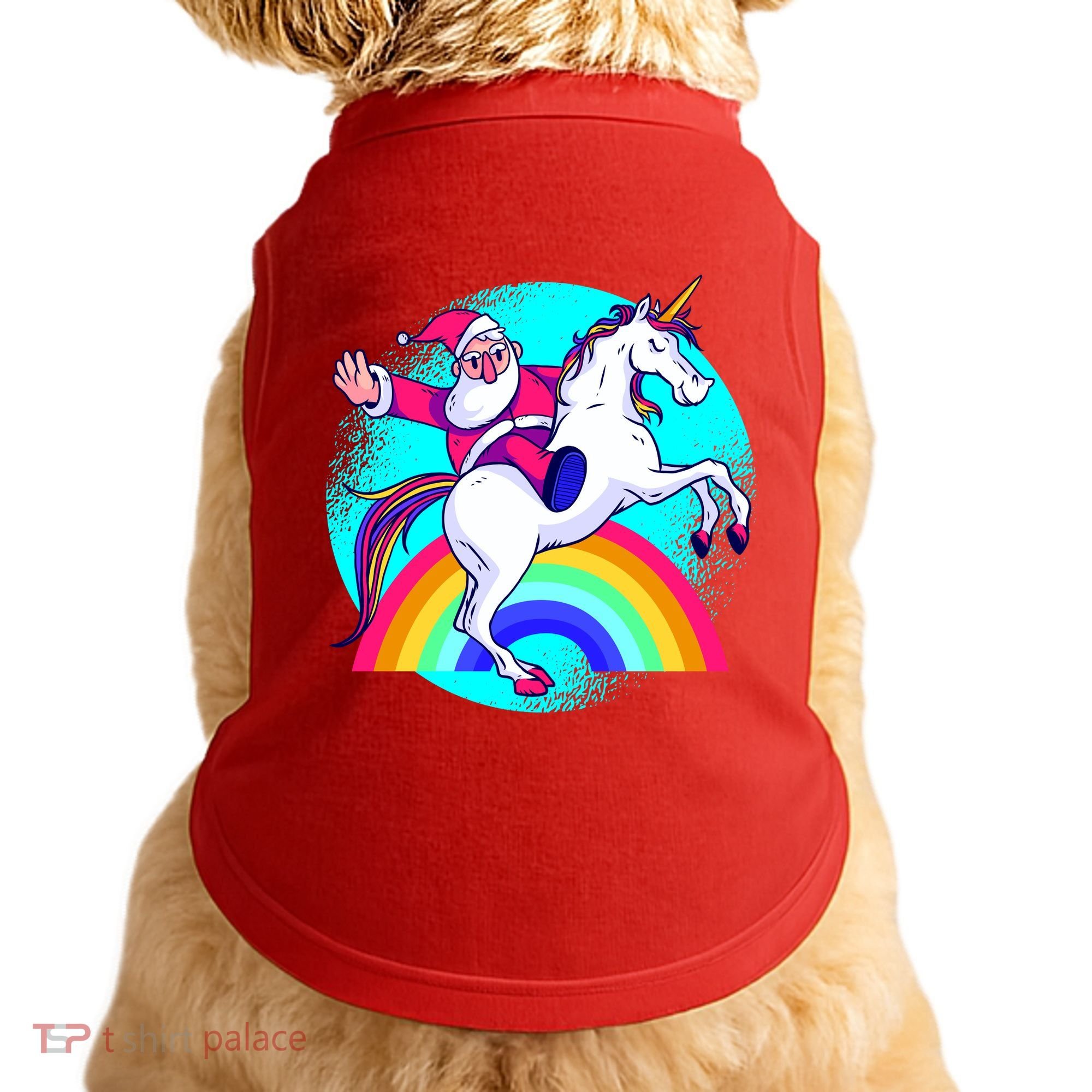 Santa Riding Unicorn Doggie Tank