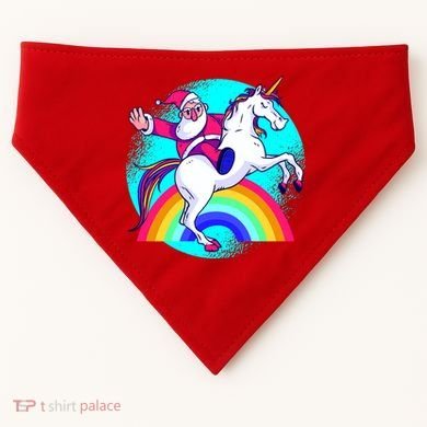 Santa Riding Unicorn USA-Made Doggie Bandana