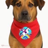 Santa Riding Unicorn USA-Made Doggie Bandana thumb 1