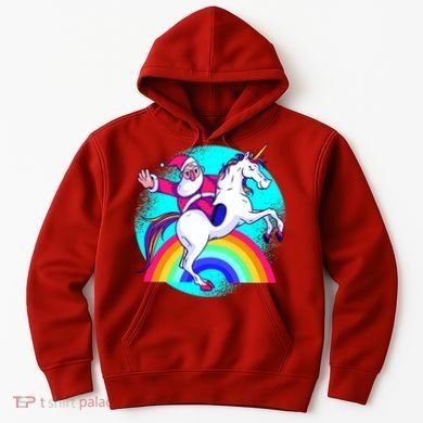 Santa Riding Unicorn Hoodie
