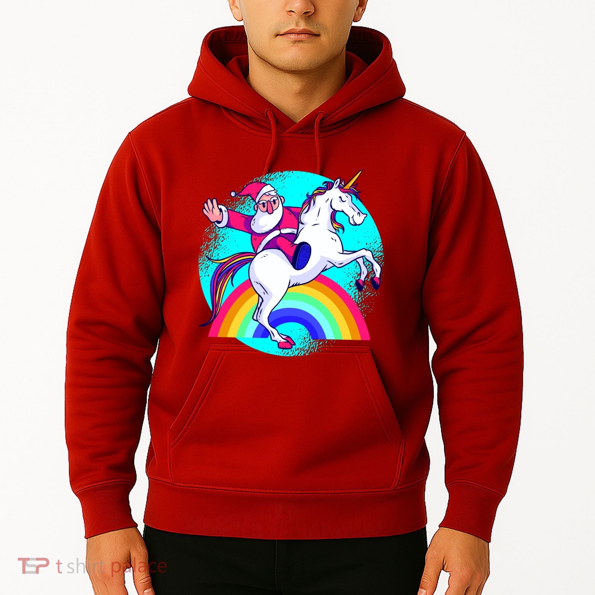 Santa Riding Unicorn Hoodie