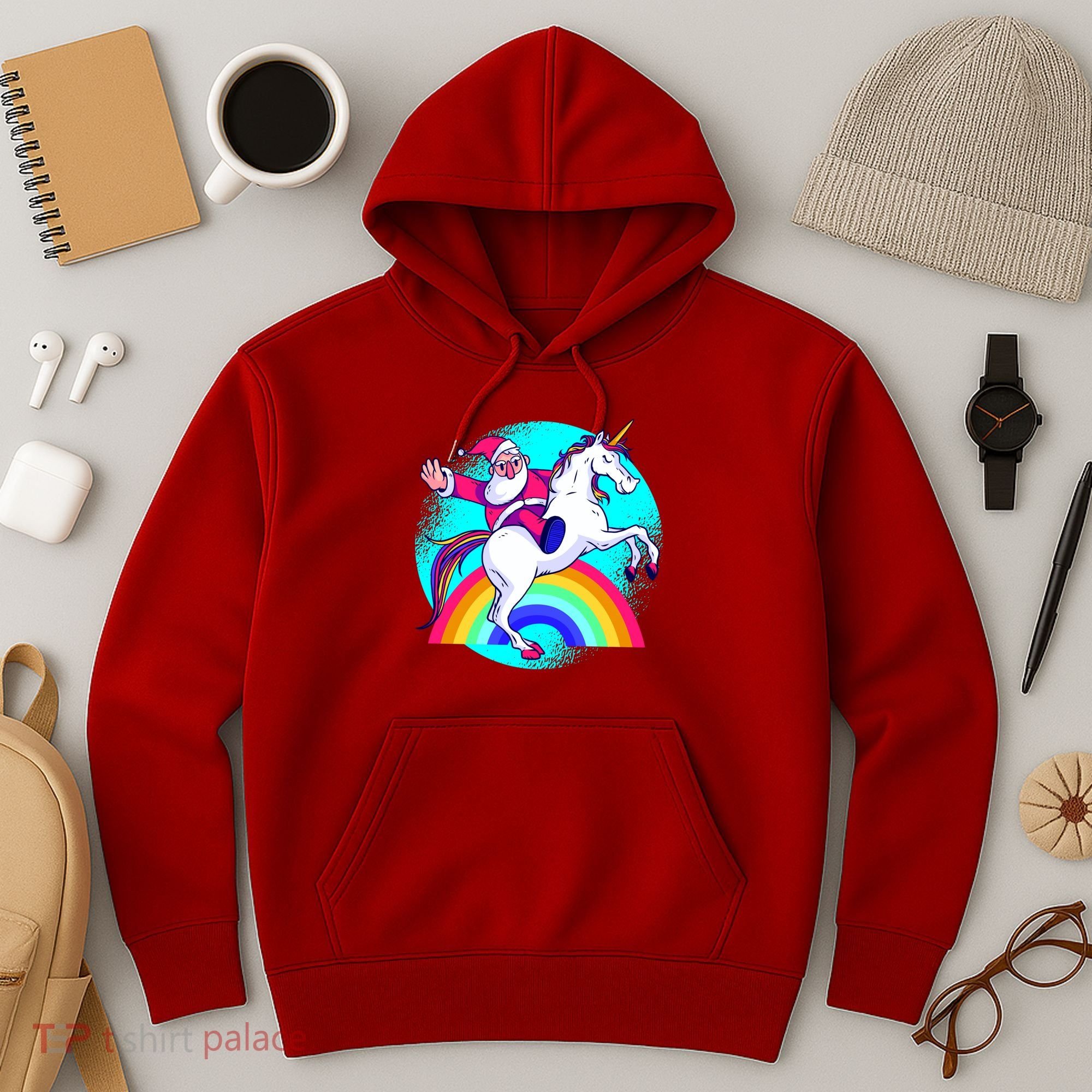 Santa Riding Unicorn Hoodie