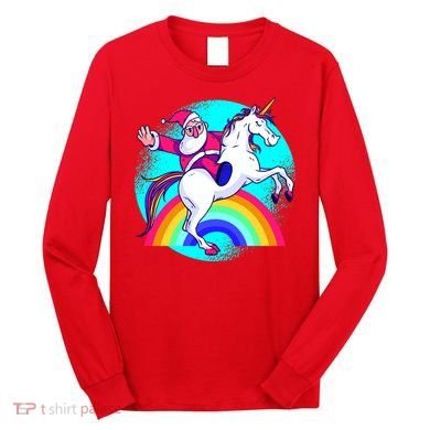 Santa Riding Unicorn Long Sleeve Shirt