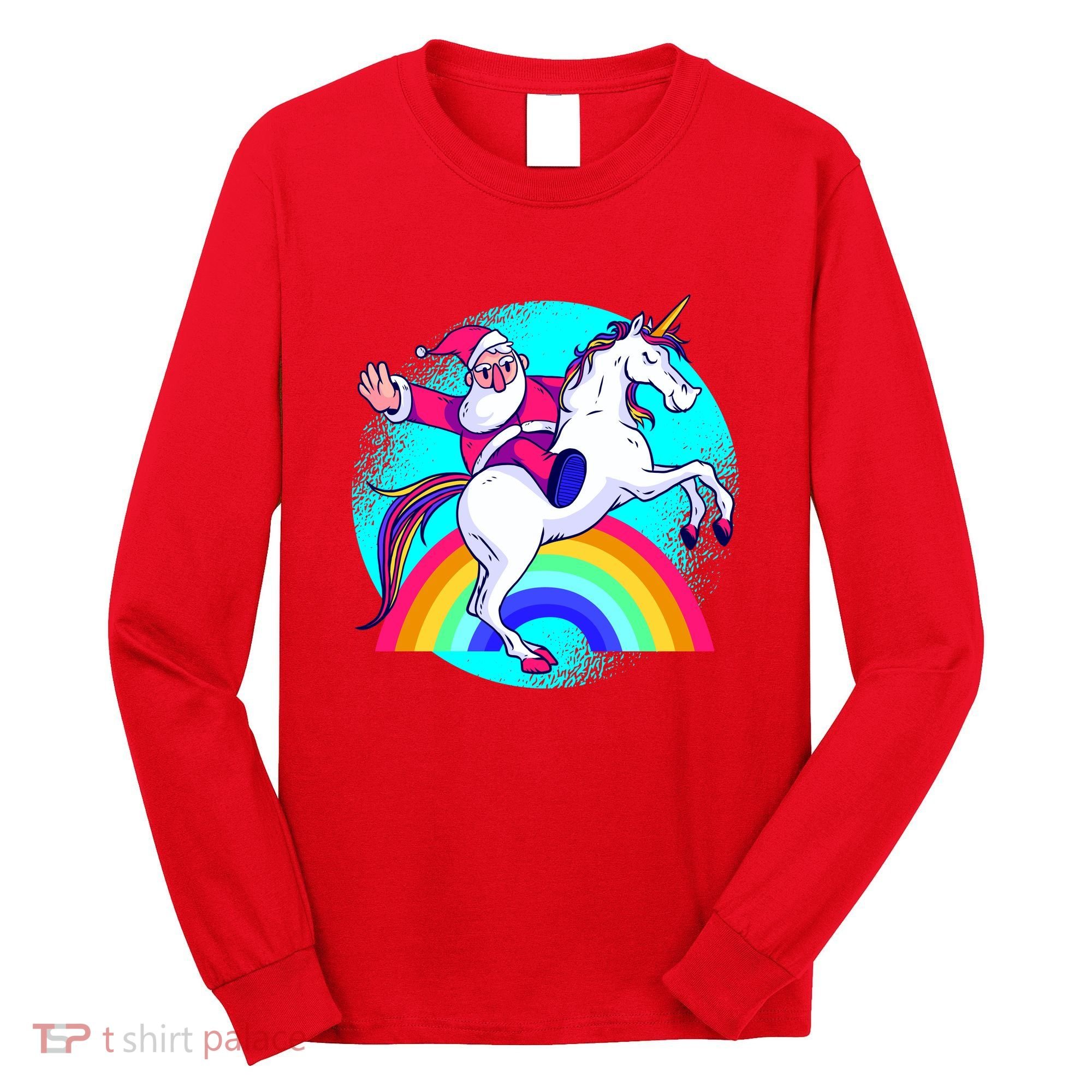 Santa Riding Unicorn Long Sleeve Shirt