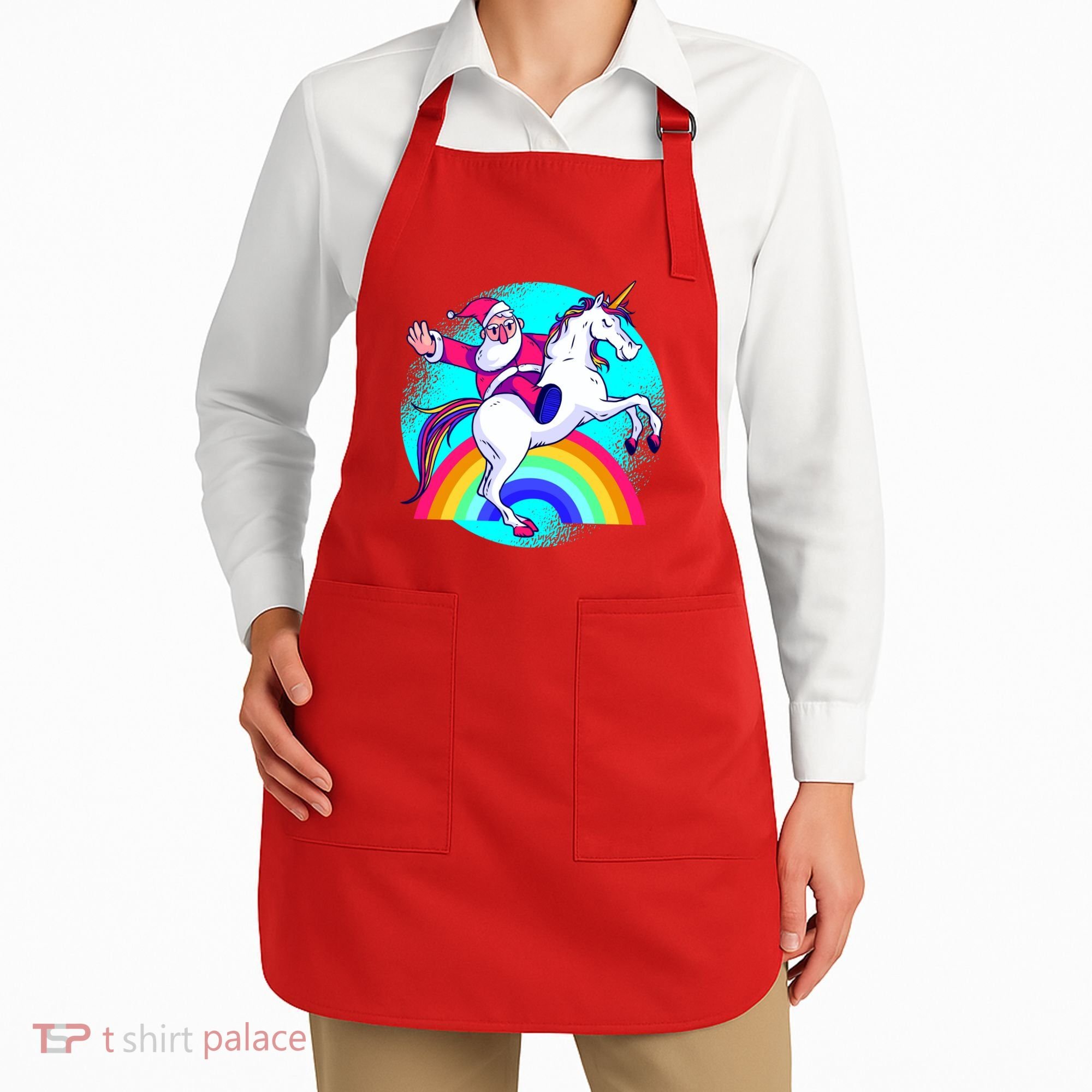 Santa Riding Unicorn Apron