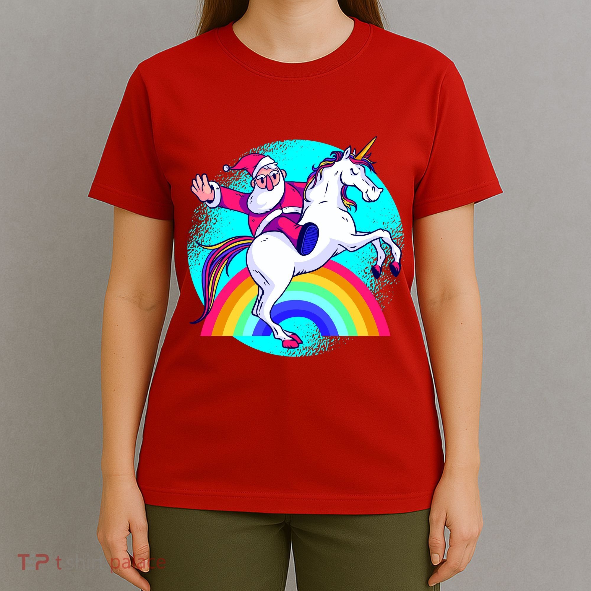 Santa Riding Unicorn T-Shirt