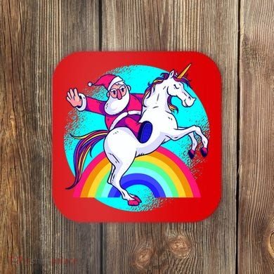 Santa Riding Unicorn Coaster