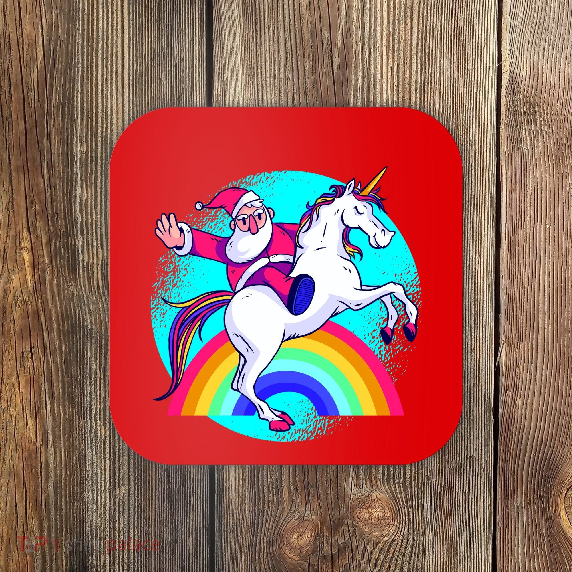 Santa Riding Unicorn Coaster
