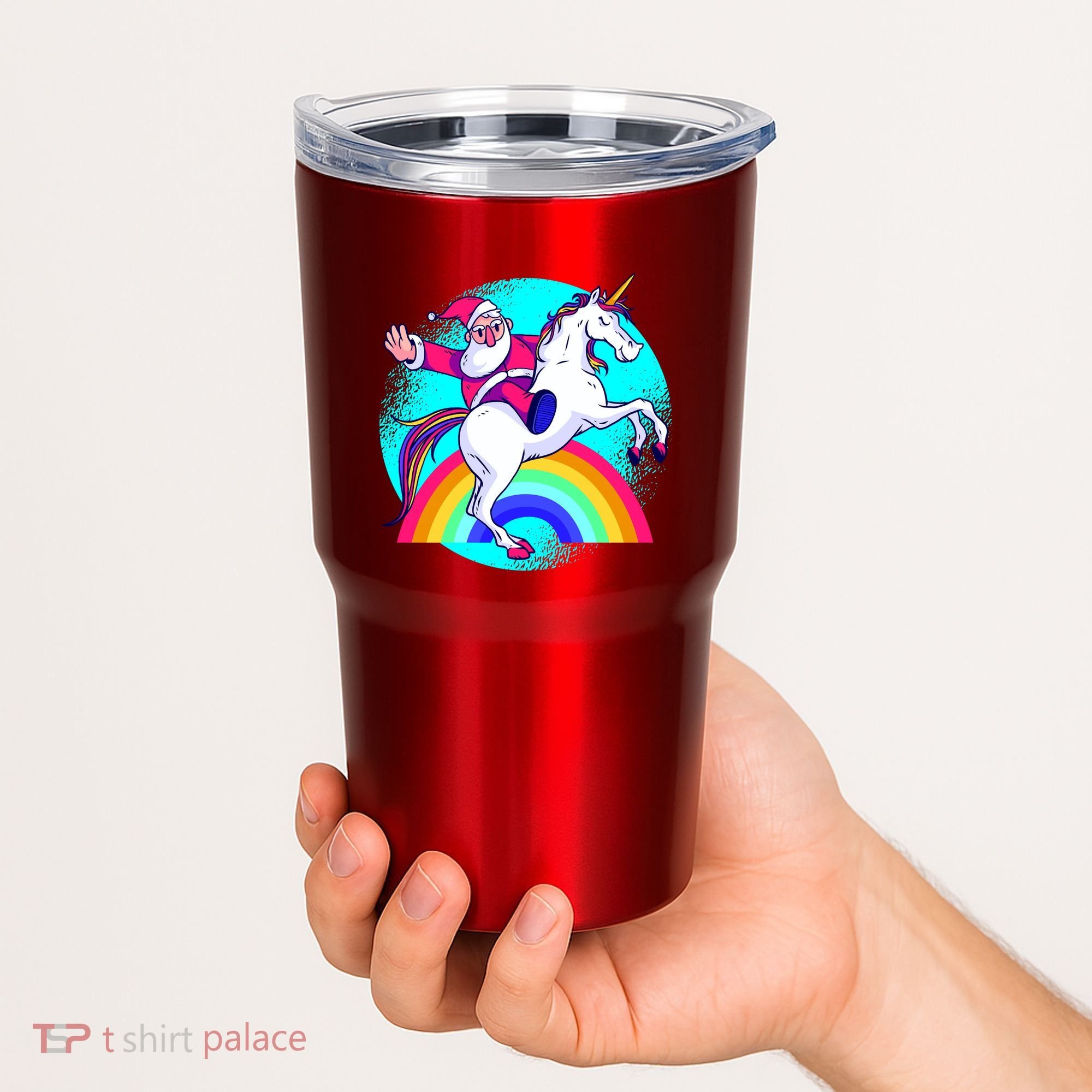 Santa Riding Unicorn Tumbler