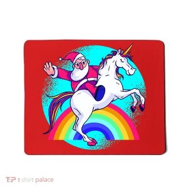 Santa Riding Unicorn Mousepad