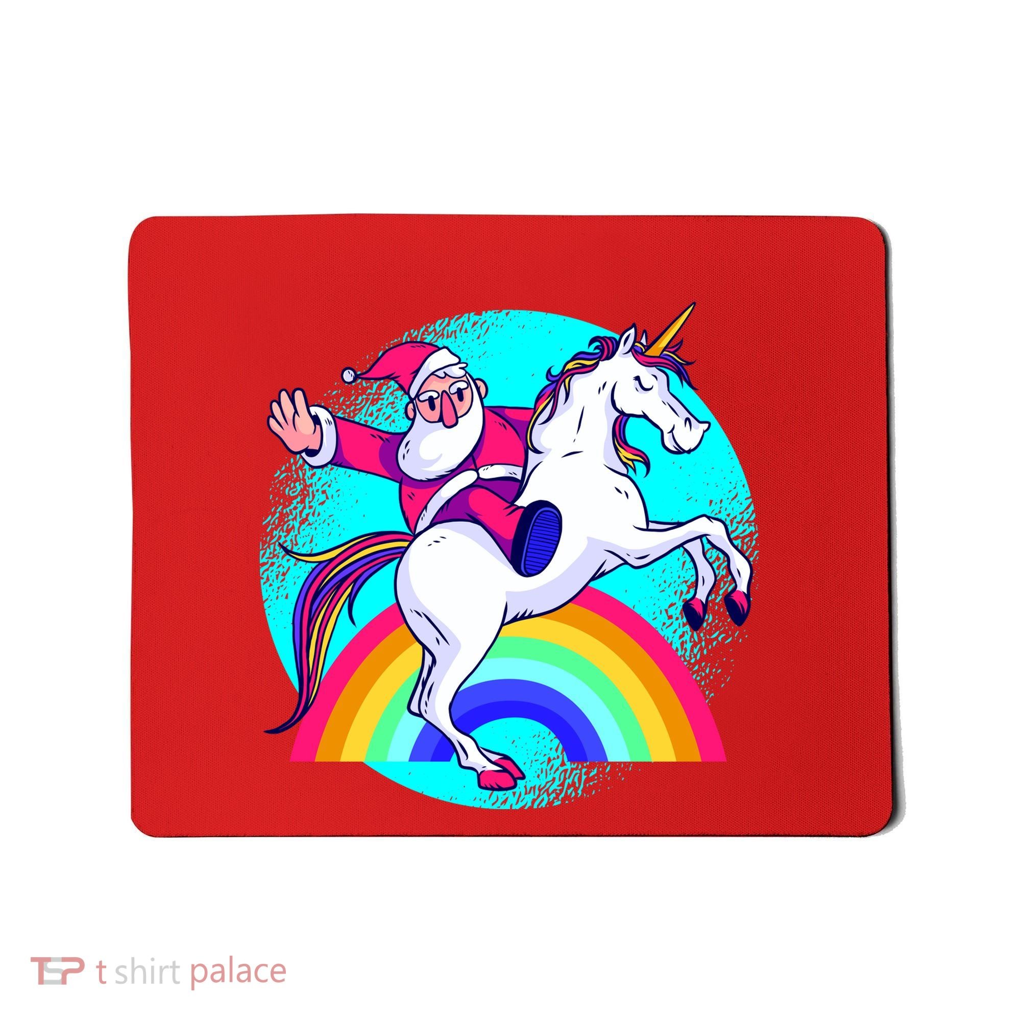 Santa Riding Unicorn Mousepad
