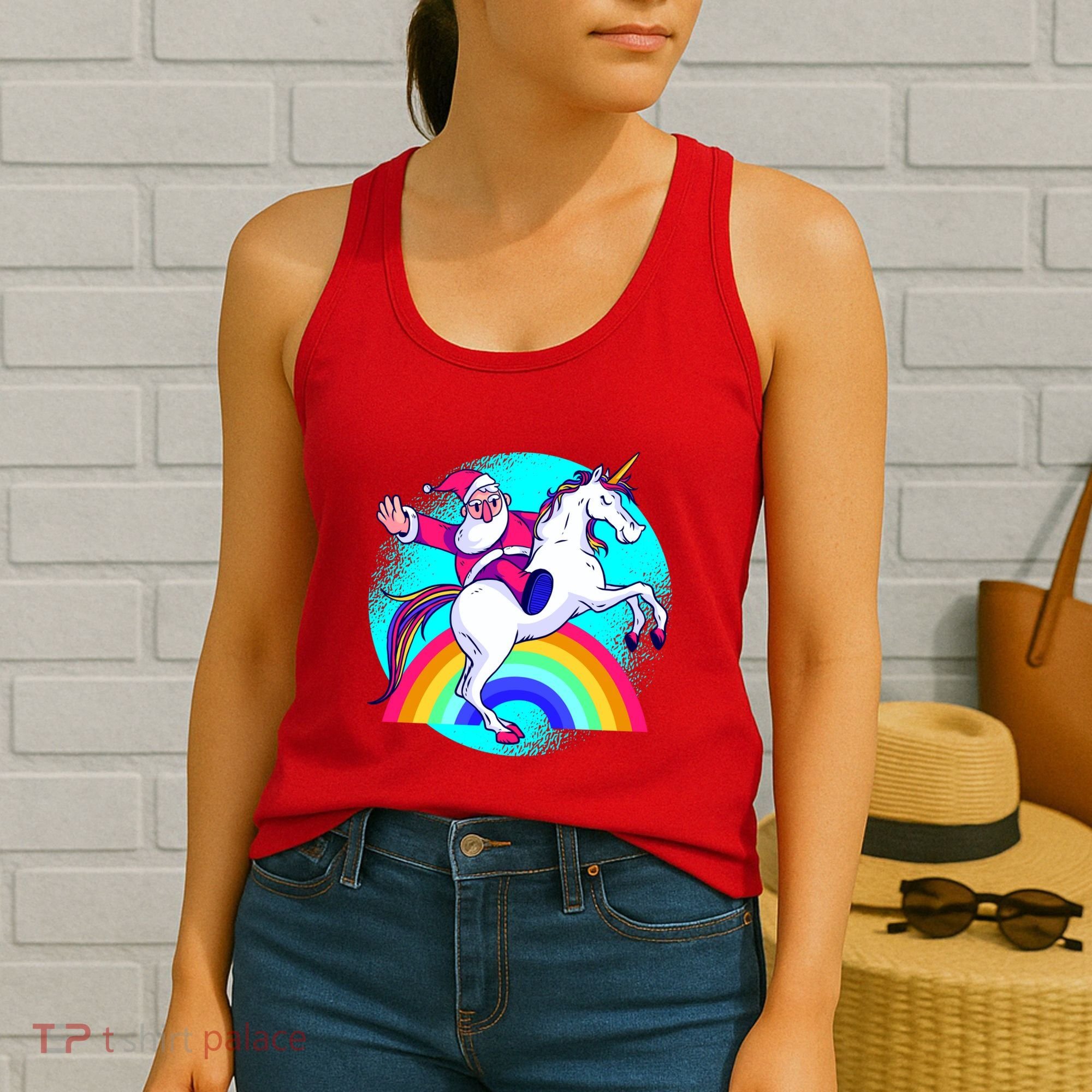 Santa Riding Unicorn Women's Tank Top
