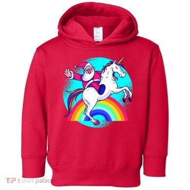 Santa Riding Unicorn Toddler Hoodie