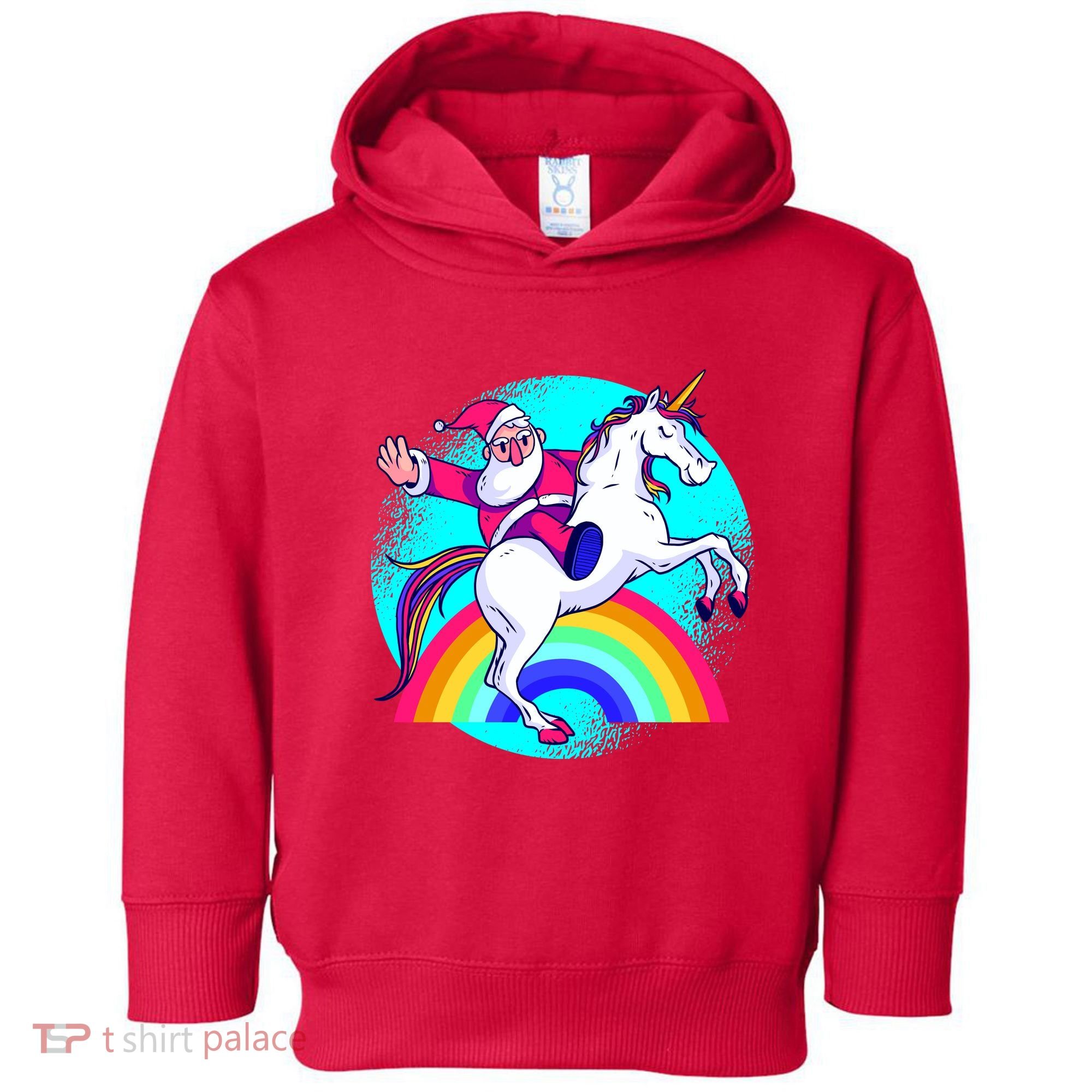 Santa Riding Unicorn Toddler Hoodie