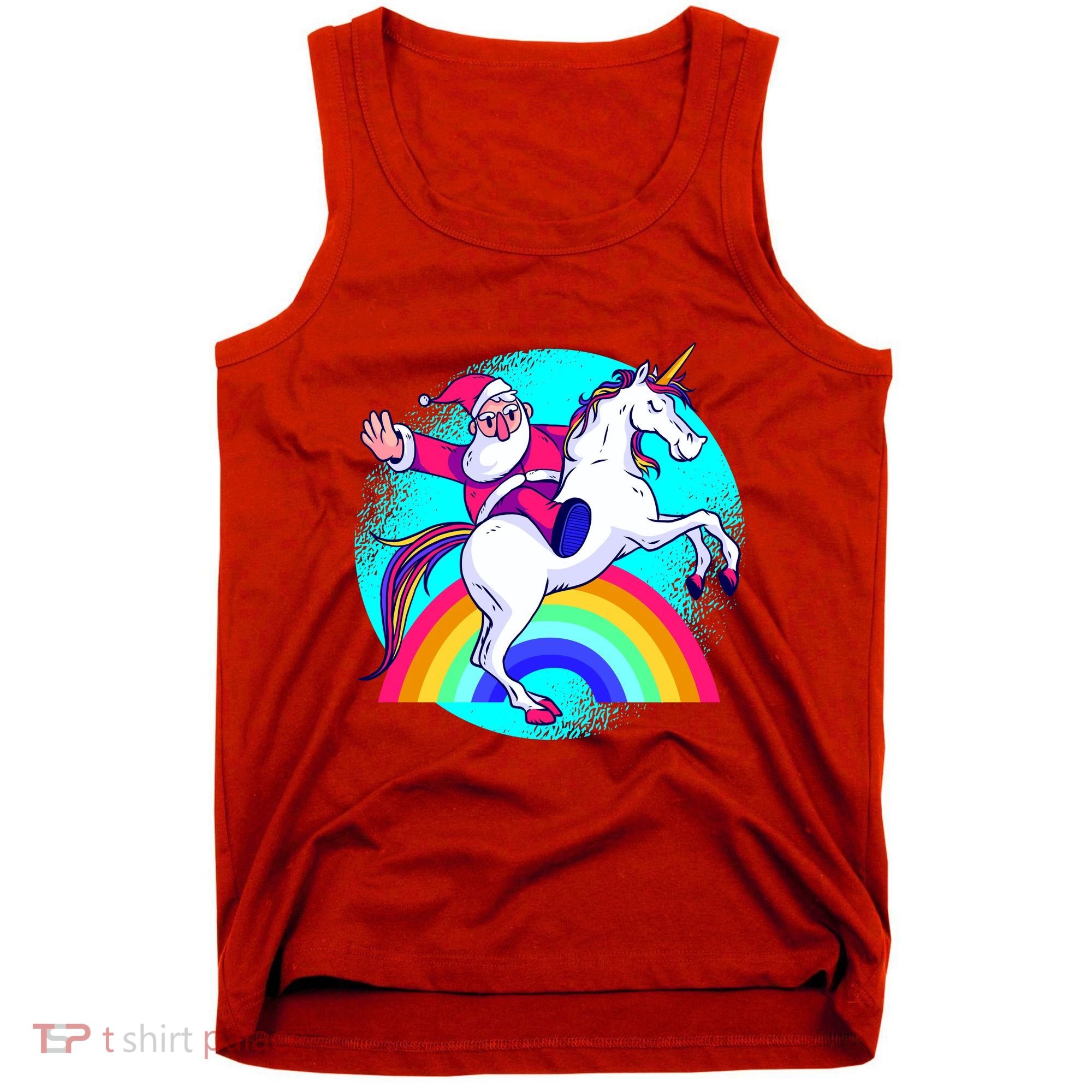 Santa Riding Unicorn Tank Top