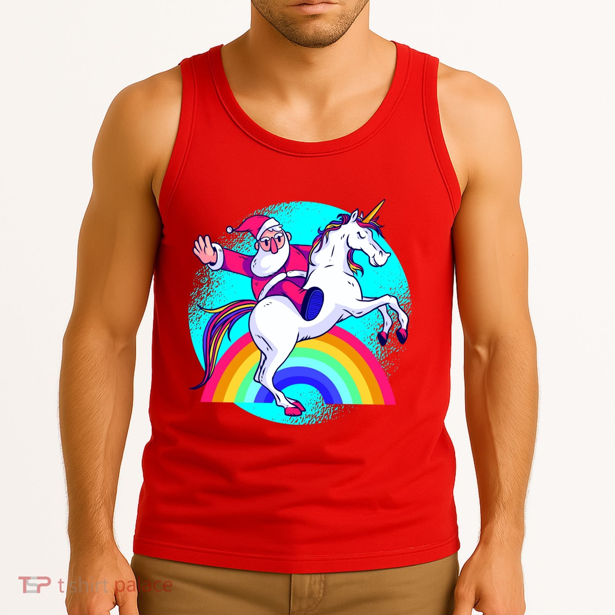 Santa Riding Unicorn Tank Top