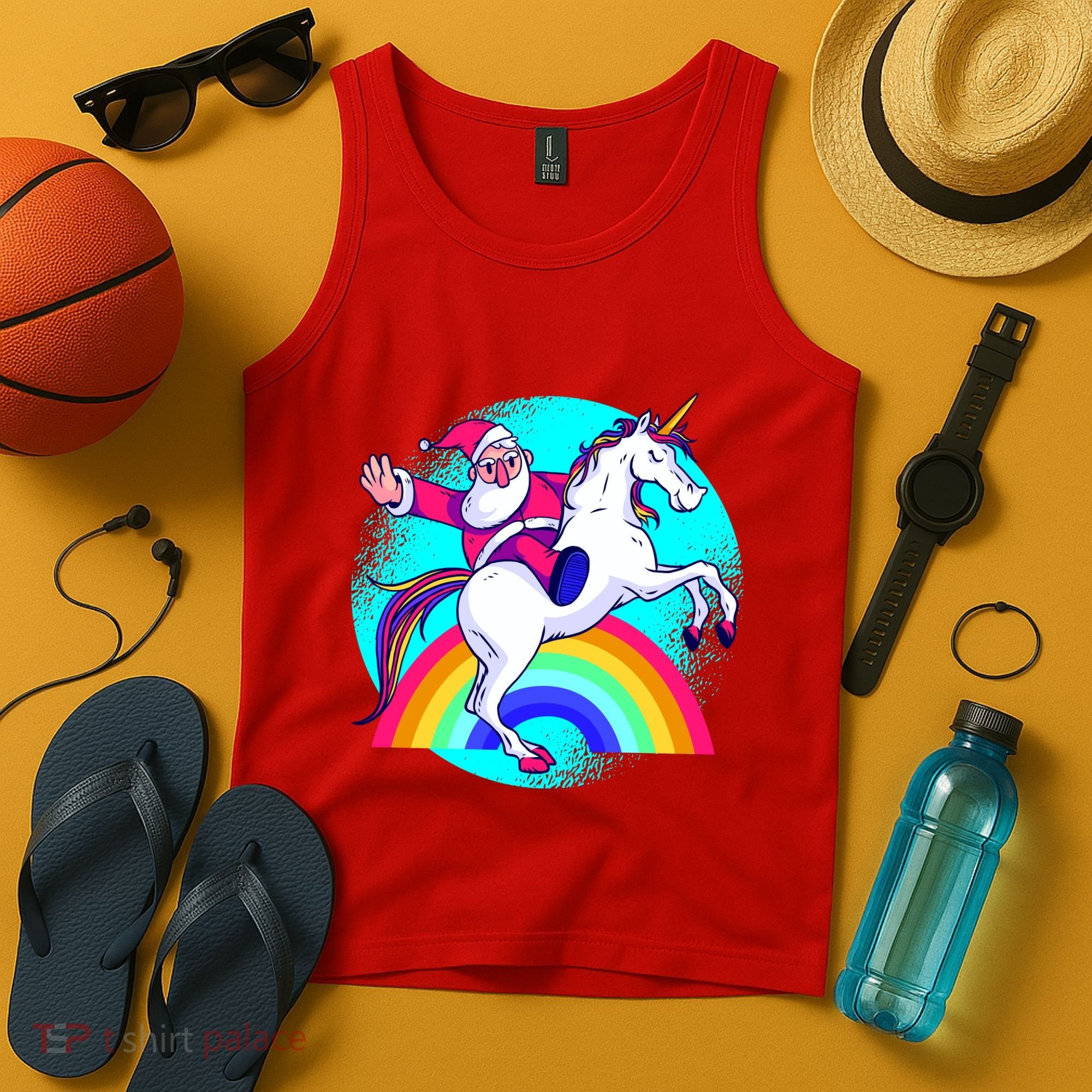 Santa Riding Unicorn Tank Top