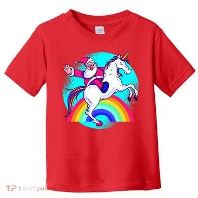 Santa Riding Unicorn Toddler T-Shirt