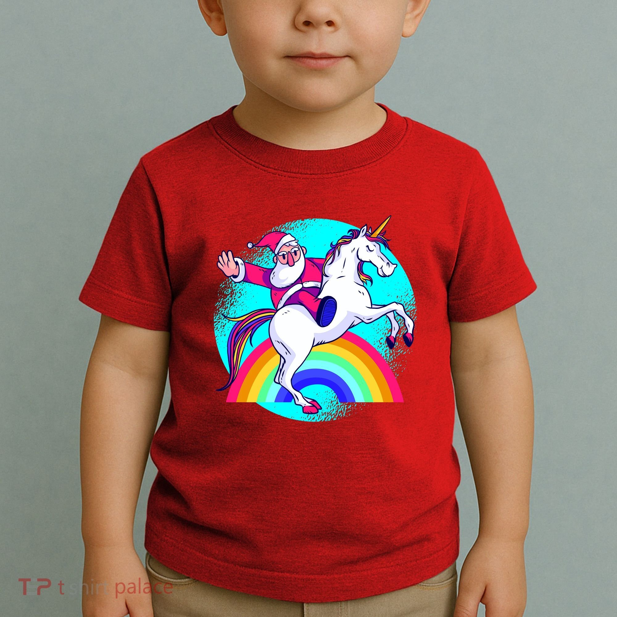Santa Riding Unicorn Toddler T-Shirt