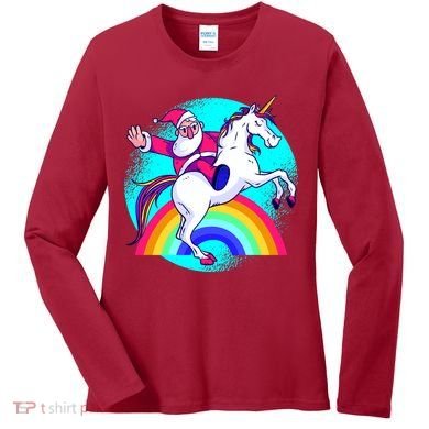 Santa Riding Unicorn Women's Long Sleeve Shirt