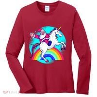 Santa Riding Unicorn Women's Long Sleeve Shirt thumb 0