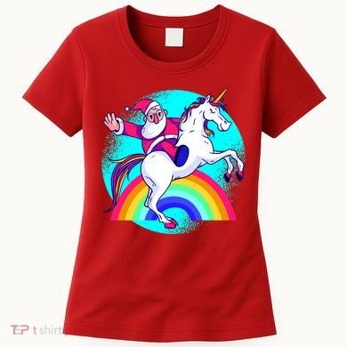 Santa Riding Unicorn Women's T-Shirt