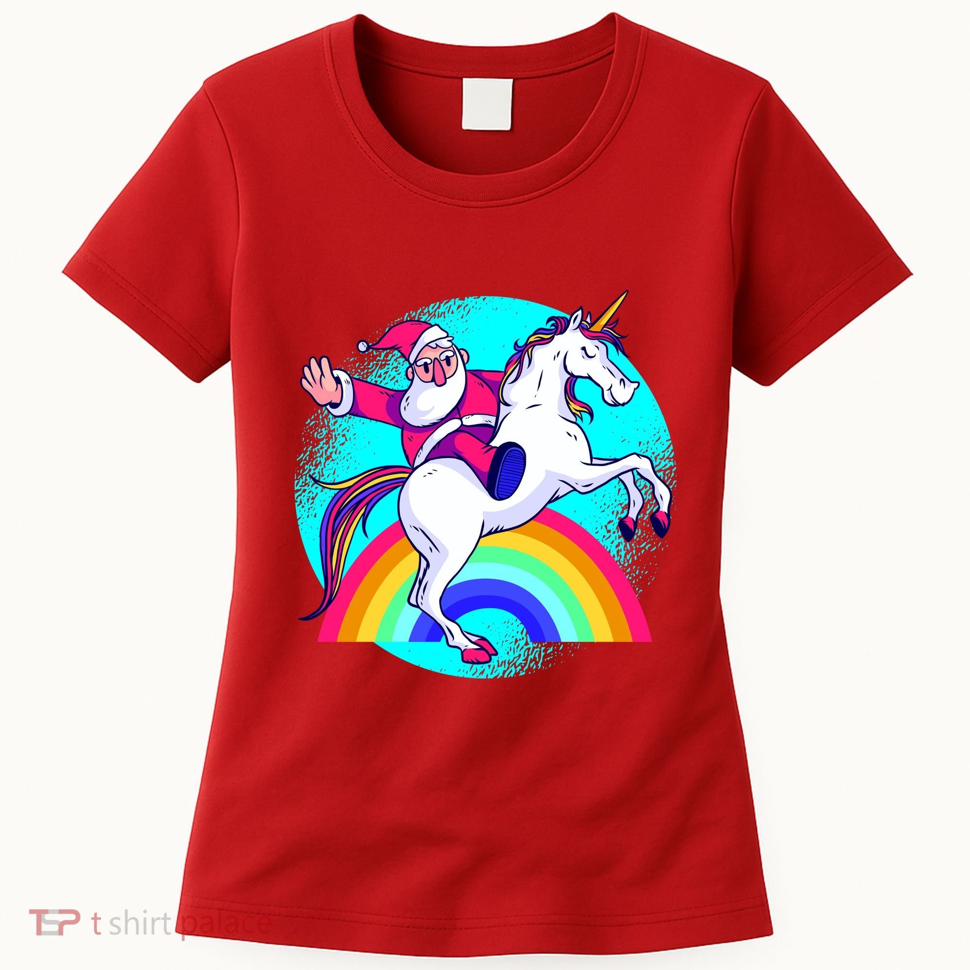 Santa Riding Unicorn Women's T-Shirt