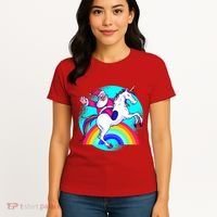 Santa Riding Unicorn Women's T-Shirt thumb 4