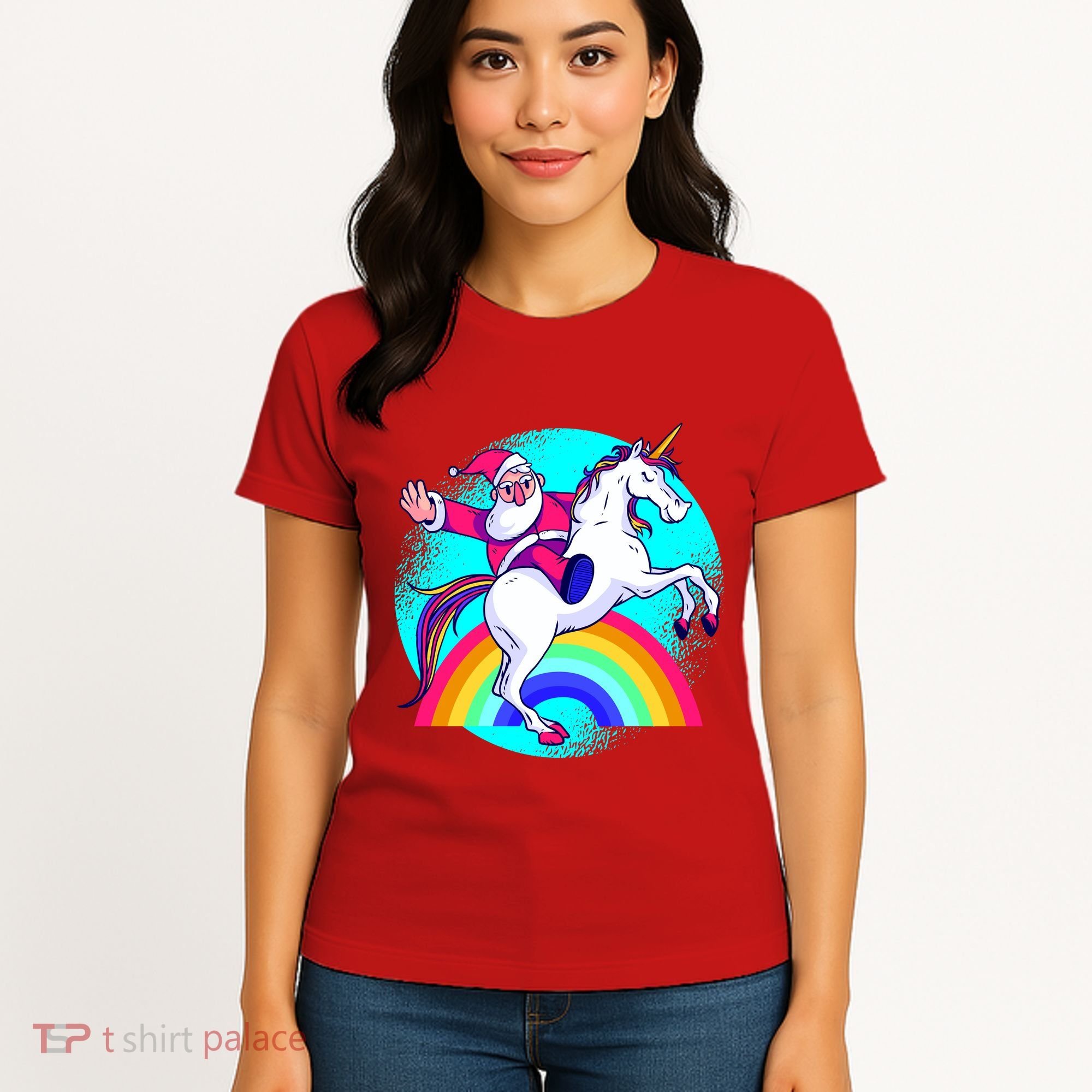 Santa Riding Unicorn Women's T-Shirt