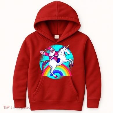 Santa Riding Unicorn Kids Hoodie