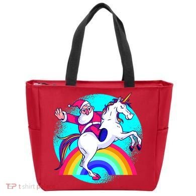 Santa Riding Unicorn Tote Bag