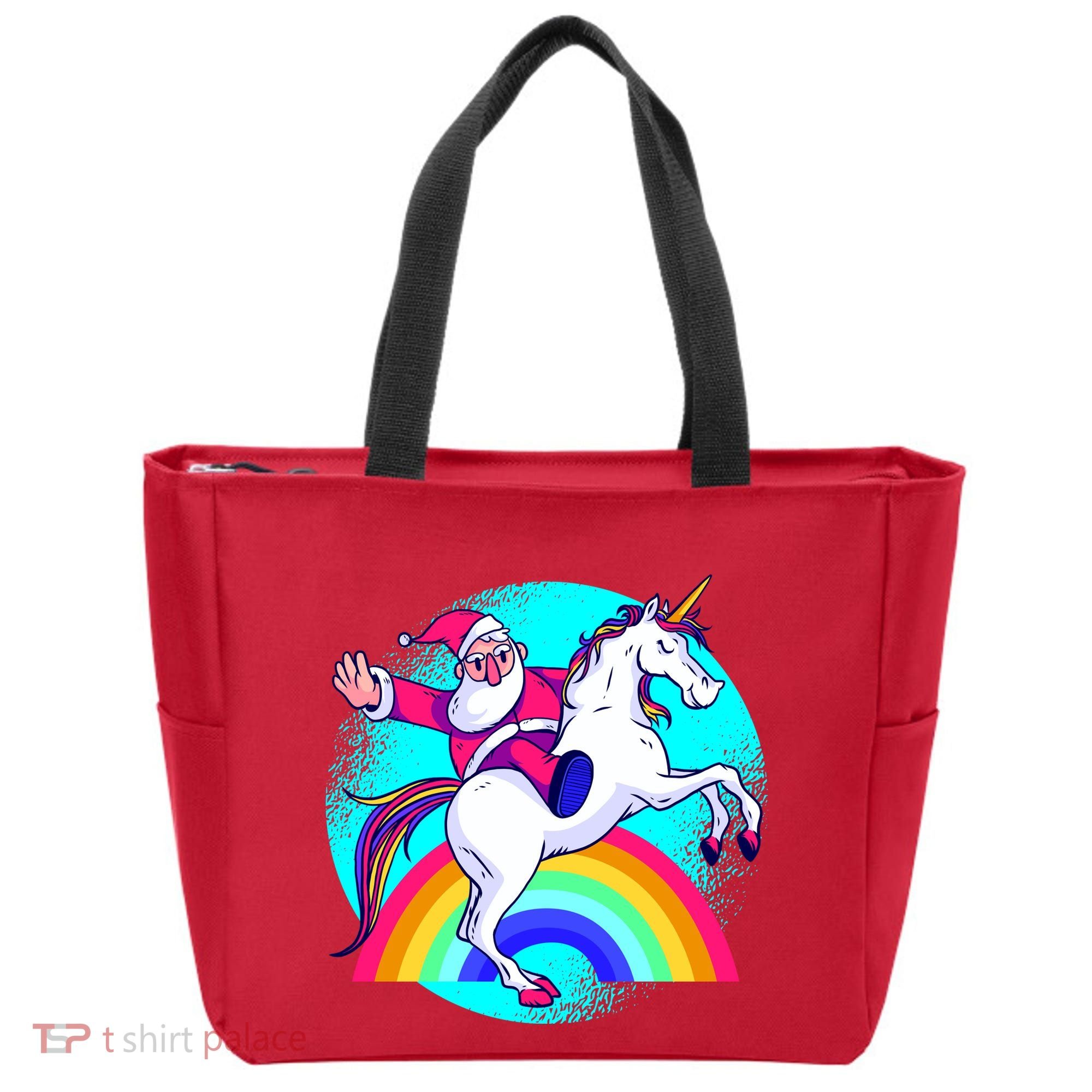Santa Riding Unicorn Tote Bag