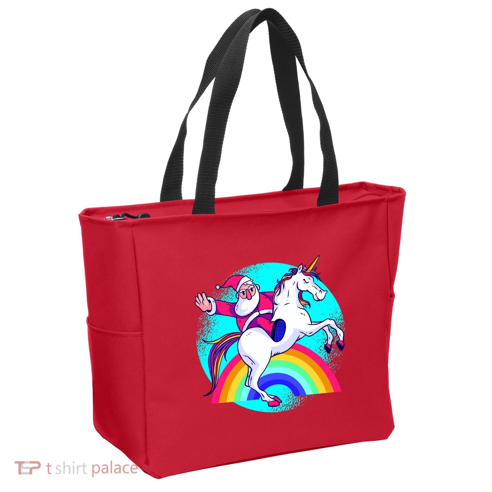 Santa Riding Unicorn Tote Bag