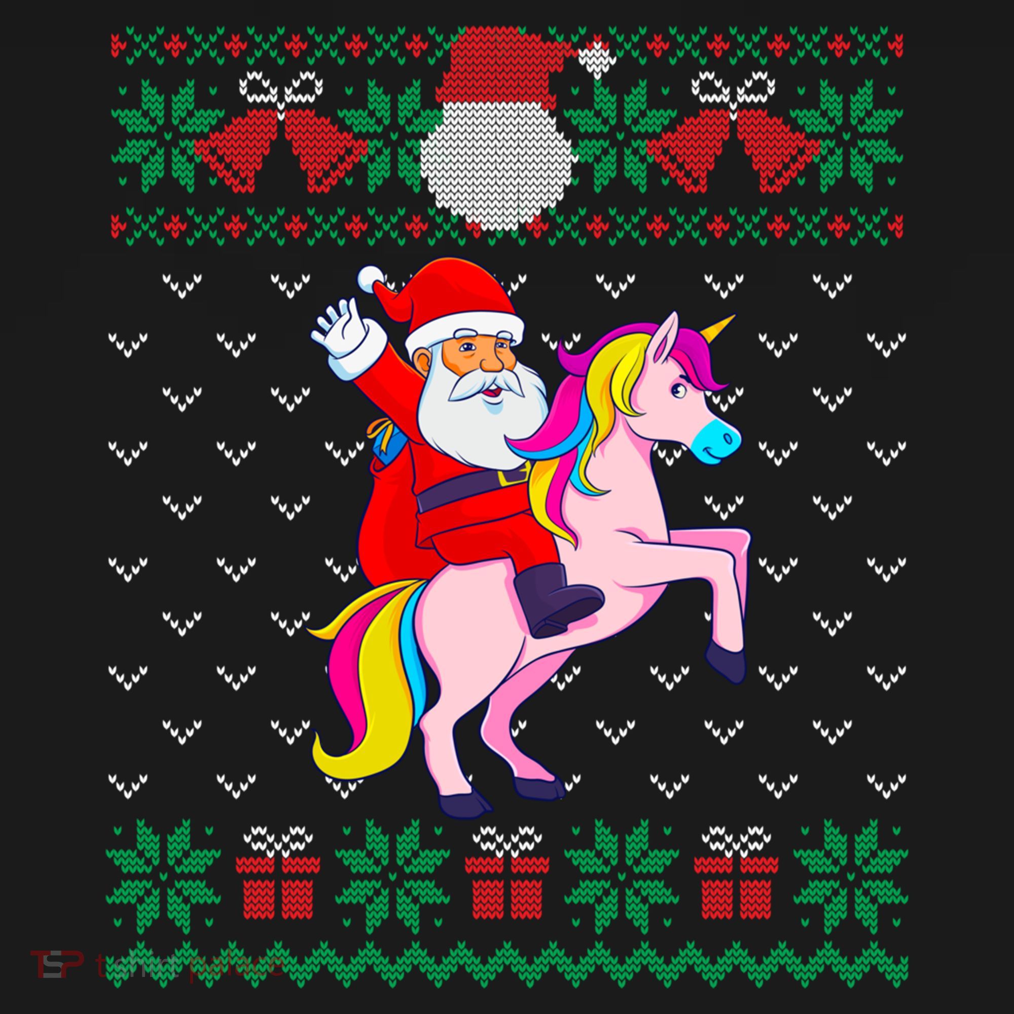 Santa Riding Unicorn Ugly Christmas Sweater Girls Cute Gift Women's Hoodie