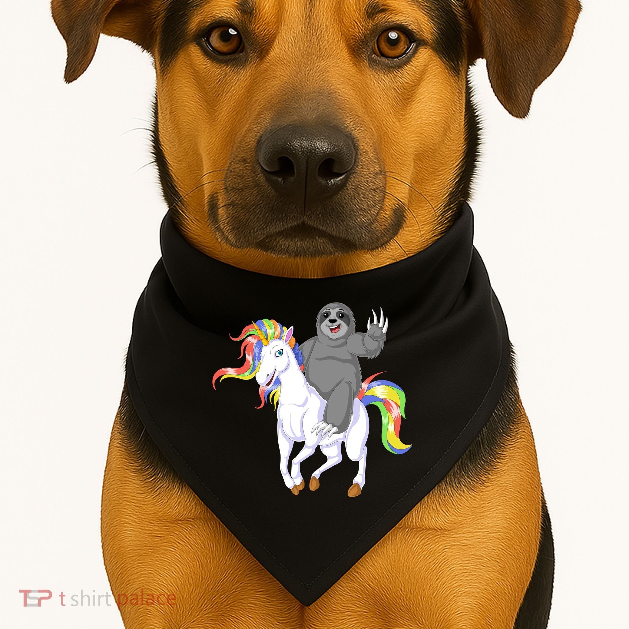 Sloth Riding Unicorn USA-Made Doggie Bandana
