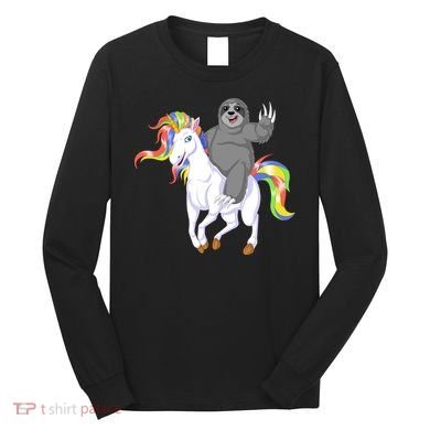 Sloth Riding Unicorn Long Sleeve Shirt