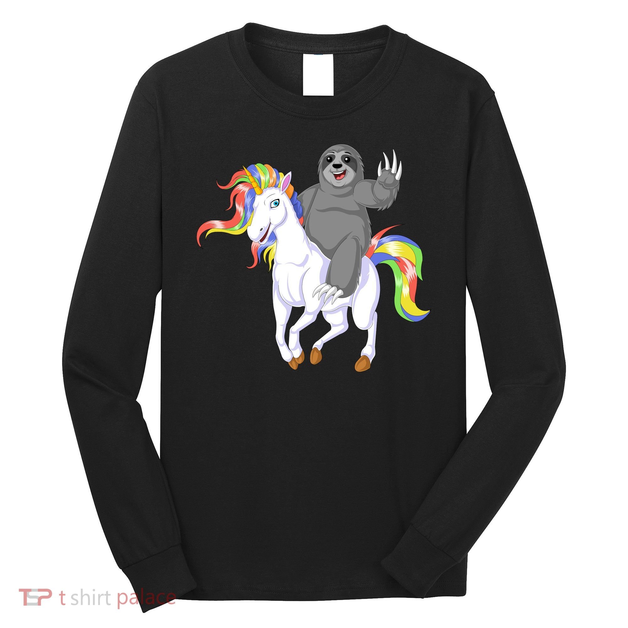 Sloth Riding Unicorn Long Sleeve Shirt