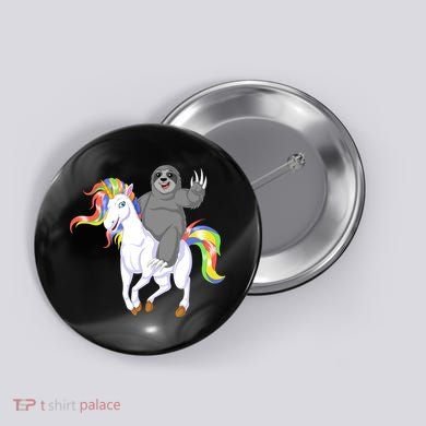 Sloth Riding Unicorn Button
