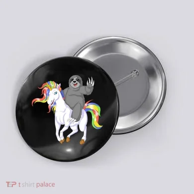 Sloth Riding Unicorn Button