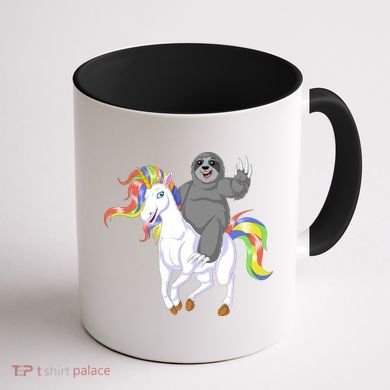 Sloth Riding Unicorn Coffee Mug back