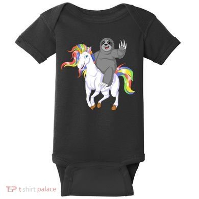 Sloth Riding Unicorn Baby Bodysuit