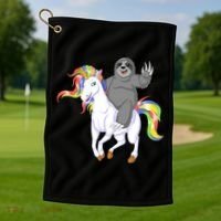 Sloth Riding Unicorn Golf Towel thumb 1