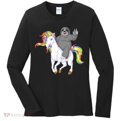 Sloth Riding Unicorn Women's Long Sleeve Shirt