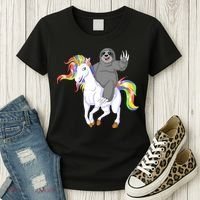 Sloth Riding Unicorn Women's T-Shirt thumb 3