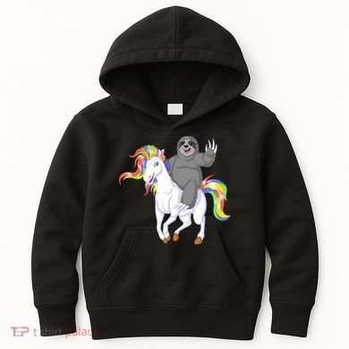 Sloth Riding Unicorn Kids Hoodie
